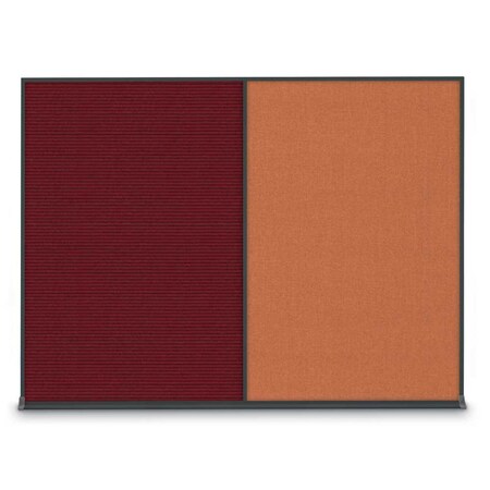 United Visual Products Double Door Radius Corkboard, 60"X36", B, UV8004-BLACK-DBURGU UV8004-BLACK-DBURGU